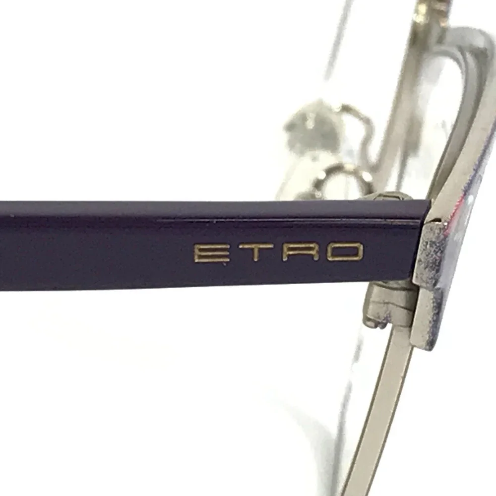 Etro Eyeglasses Frames ET2118 525 Purple Paisley Silver Cat Eye 54-17-140